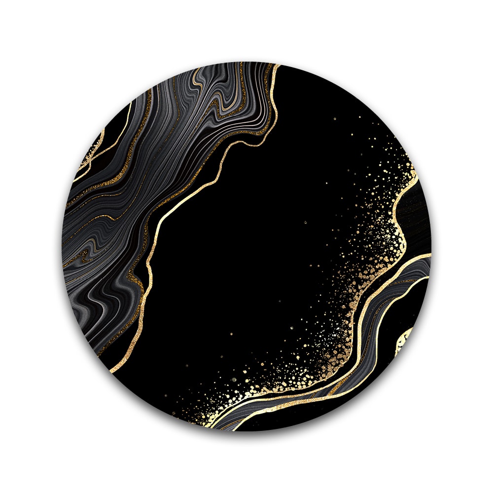 Zwarte agaat met gouden ader  - Rond